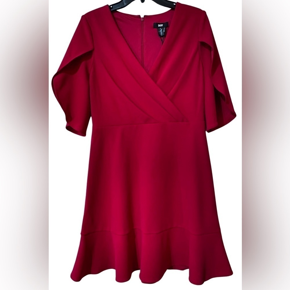 DKNY Ruby Fit & Flare Ruffle Hem Dress